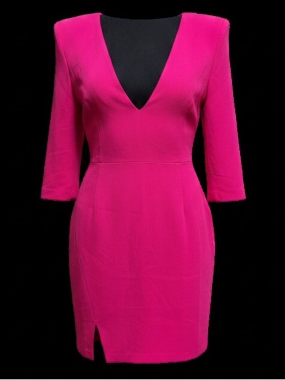 LITA BY CIARA PINK MINI DRESS DEEP V- NECK FORMAL WEDDING PARTY 3/4 SLEEVES SZ M